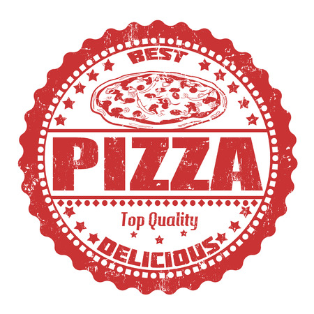 Pizza grunge rubber stamp on white, vector illustrationのイラスト素材