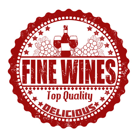 Fine wines grunge rubber stamp on white, vector illustrationのイラスト素材
