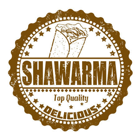 Shawarma grunge rubber stamp on white, vector illustrationのイラスト素材