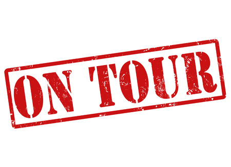 On tour grunge rubber stamp on white, vector illustrationのイラスト素材