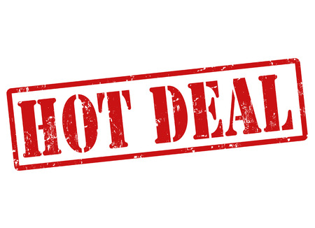 Hot deal  grunge rubber stamp on white, vector illustrationのイラスト素材