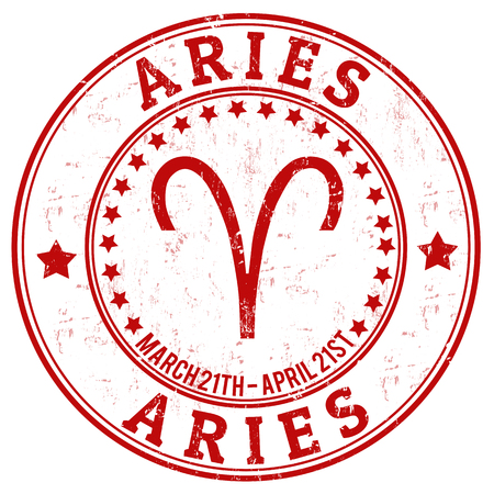 Aries zodiac astrology grunge stamp suitable for use on website, in print and promotional materials, and for advertisingのイラスト素材
