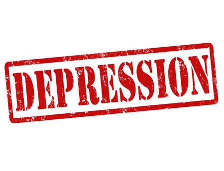 Depression grunge rubber stamp on white, vector illustrationのイラスト素材