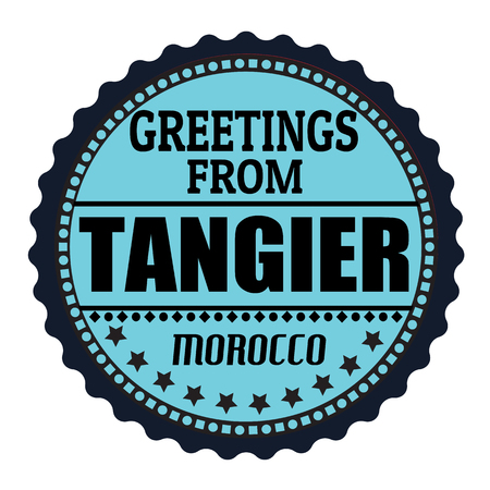 Label or  rubber stamp with text Greetings from Tangier, vector illustrationのイラスト素材