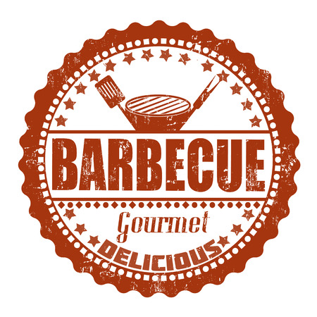 Barbecue grunge rubber stamp on white, vector illustrationのイラスト素材