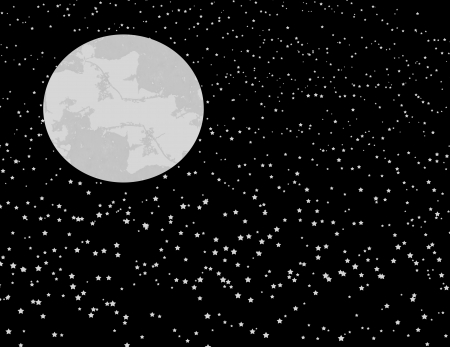 Night background, shining Stars and Moon on dark black sky, vector illustrationのイラスト素材