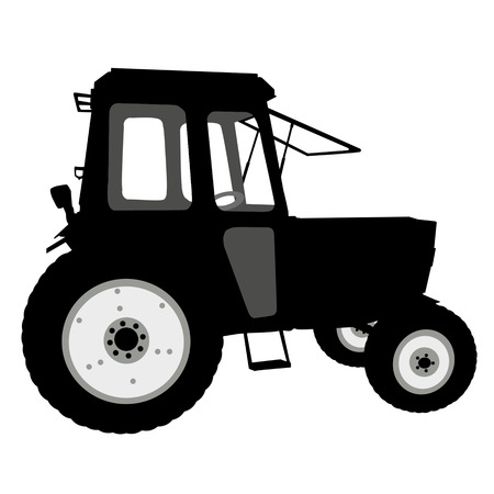 Silhouette of a tractor of road service on white background, vector illustrationのイラスト素材