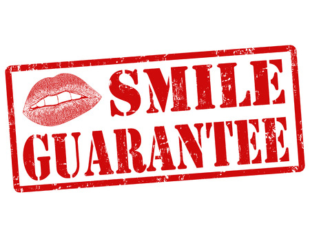 Smile guarantee grunge rubber stamp on white, vector illustrationのイラスト素材