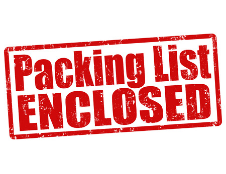 Packing list enclosed grunge rubber stamp on white, vector illustrationのイラスト素材