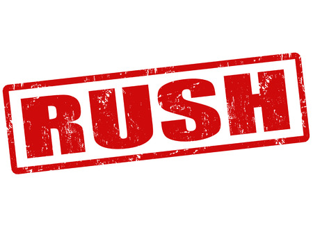 Rush grunge rubber stamp on white, vector illustrationのイラスト素材