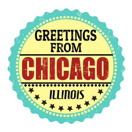 Label or  rubber stamp with text Greetings from Chicago, vector illustrationのイラスト素材