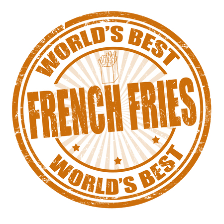 Grunge rubber stamp with the word French fries written inside the stampのイラスト素材
