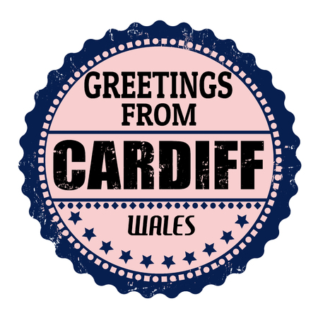 Label or  rubber stamp with text Greetings from Cardiff, vector illustrationのイラスト素材