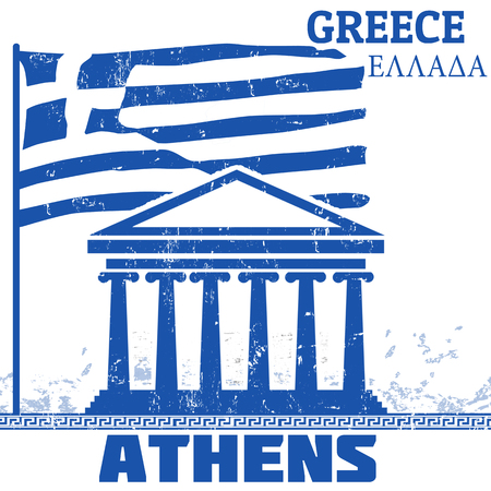 Grunge poster  with name of Athens, Greece, vector illustrationのイラスト素材