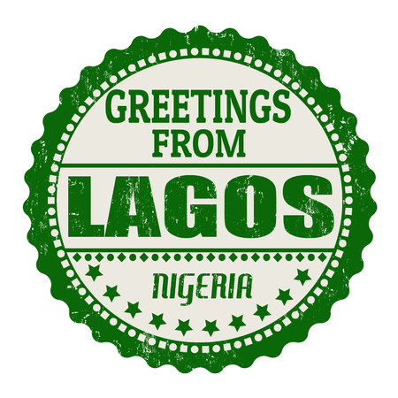 Label or  rubber stamp with text Greetings from Lagos, vector illustrationのイラスト素材