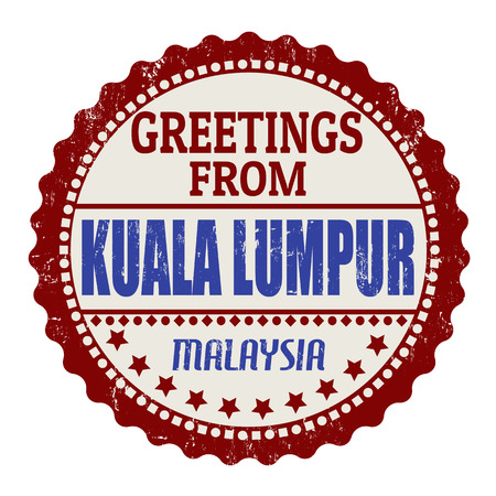 Label or rubber stamp with text Greetings from Kuala Lumpur, vector illustrationのイラスト素材