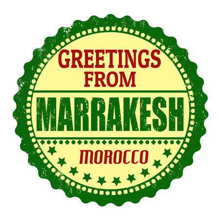 Label or rubber stamp with text Greetings from Marrakesh, vector illustrationのイラスト素材