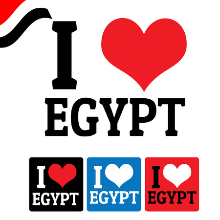 I love Egypt sign and labels on white background, vector illustrationのイラスト素材