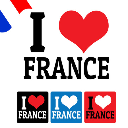 I love France sign and labels on white background, vector illustrationのイラスト素材