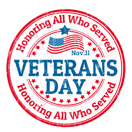 Grunge rubber stamp with the text Veterans Day written inside, vector illustrationのイラスト素材