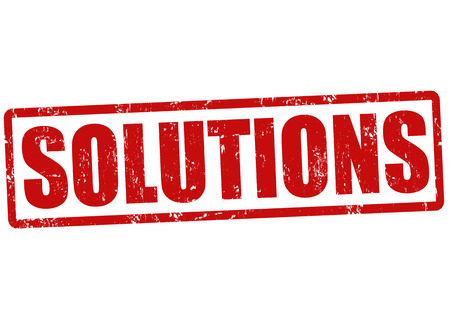 Solutions grunge rubber stamp on white, vector illustrationのイラスト素材