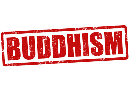 Buddhism grunge rubber stamp on white, vector illustrationのイラスト素材
