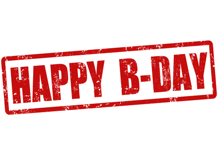 Happy birthday grunge rubber stamp on white, vector illustrationのイラスト素材