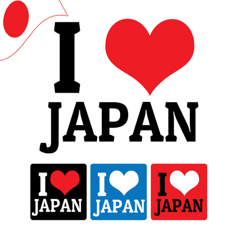 I love Japan sign and labels on white background, vector illustrationのイラスト素材