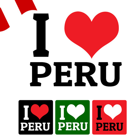 I love Peru sign and labels on white background, vector illustrationのイラスト素材