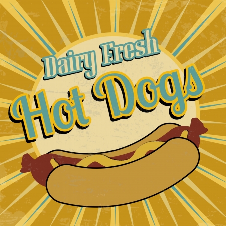Hot Dogs vintage grunge poster, vector illustrationのイラスト素材