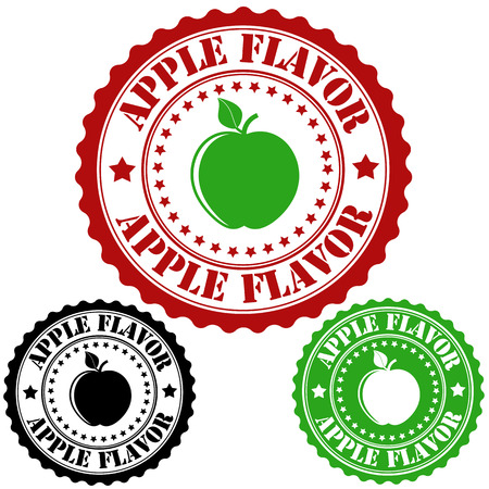 Apple flavor set of rubber stamps, vector illustrationのイラスト素材