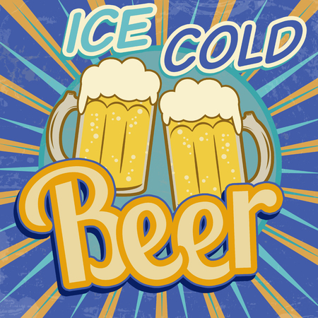 Vintage ice cold beer poster, vector illustrationのイラスト素材