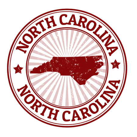Grunge rubber stamp with the name and map of North Carolina, vector illustrationのイラスト素材