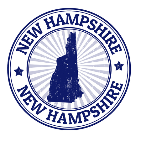 Grunge rubber stamp with the name and map of New Hampshire, vector illustrationのイラスト素材