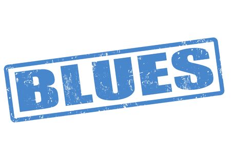 Blues grunge rubber stamp on white, vector illustrationのイラスト素材