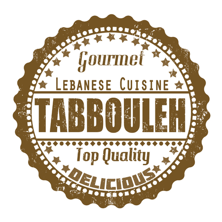 Tabbouleh grunge rubber stamp on white, vector illustrationのイラスト素材