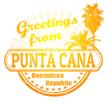 Grunge rubber stamp with text Greetings from Punta Cana, vector illustrationのイラスト素材