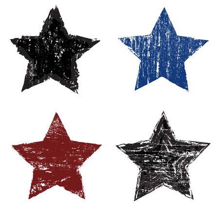Set of grunge star on white background, vecor illustrationのイラスト素材