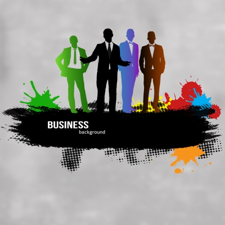 Business people on grunge background, vector illustrationのイラスト素材