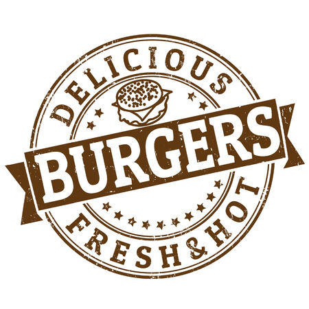 Grunge rubber stamp with the word Burgers written inside, vector illustrationのイラスト素材