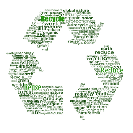 Recycle symbol created from words on white background, vector illustrationのイラスト素材