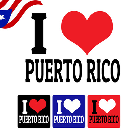 I love Puerto Rico sign and labels on white background, vector illustrationのイラスト素材