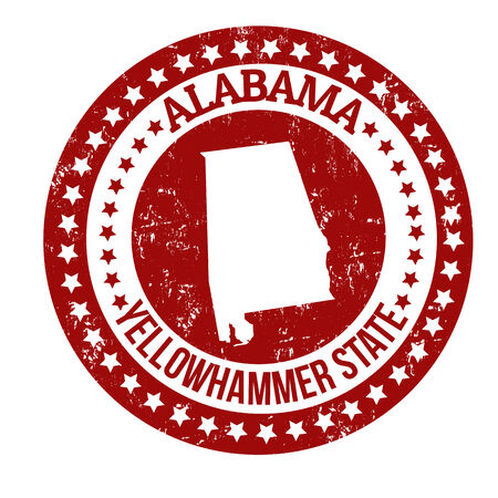 Vintage stamp with text Yellowhammer State written inside and map of Alabama, vector illustrationのイラスト素材