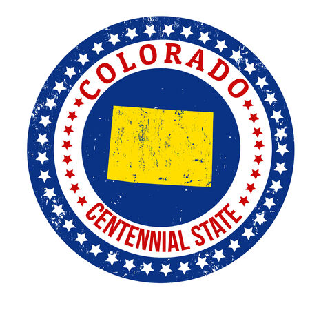 Vintage stamp with text Centennial State written inside and map of Colorado, vector illustrationのイラスト素材