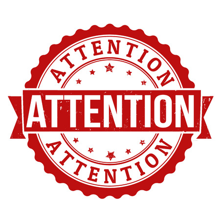 Attention grunge rubber stamp on white, vector illustrationのイラスト素材
