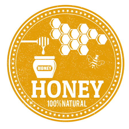 Honey grunge rubber stamp on white background, vector illustrationのイラスト素材