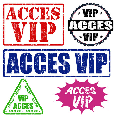 Set of grunge rubber stamps with the text acces VIP written inside, vector illustrationのイラスト素材