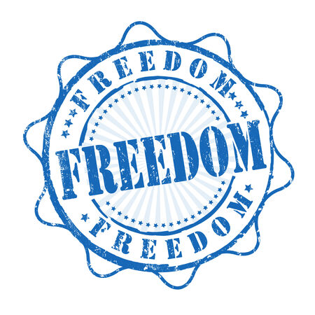 Freedom version grunge rubber stamp on white, vector illustrationのイラスト素材