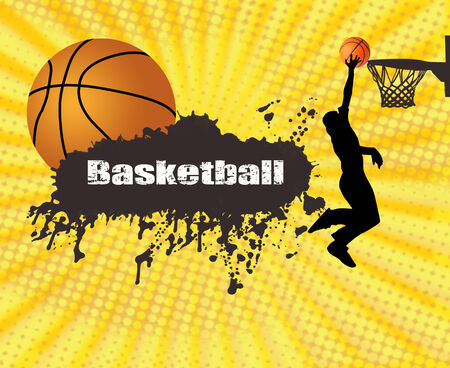 Grunge basketball poster with player and ballのイラスト素材