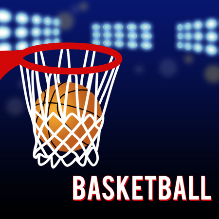 Basketball hoop and ball on abstract background, vector illustrationのイラスト素材